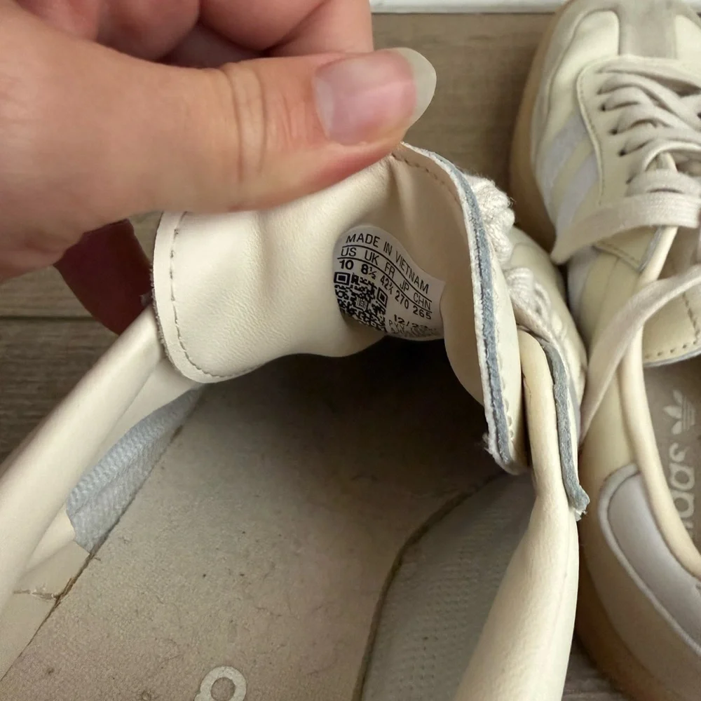 adidas Samba Cream & White Retro Suede Sneakers - Picture 6 of 8